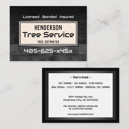 Rustikales Holzbaumtrimmen Visitenkarte (Vorne/Hinten)