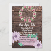 Rustikales Holzblumen Hochzeitstag Probe Abendkart Einladung (Vorderseite)