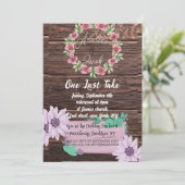 Rustikales Holzblumen Hochzeitstag Probe Abendkart Einladung (Stehend Vorderseite)