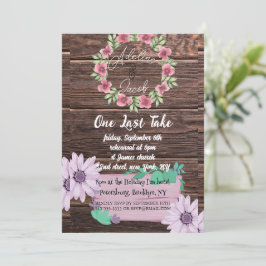 Rustikales Holzblumen Hochzeitstag Probe Abendkart Einladung