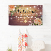 Rustikales Holzblumen-Streichellichter Hochzeitsba Banner (Insitu)