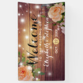 Rustikales Holzblumen-Streichellichter Hochzeitsba Banner (Vertikal)