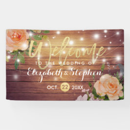 Rustikales Holzblumen-Streichellichter Hochzeitsba Banner