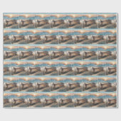 Rustikales Holzboot am Strand Geschenkpapier (Flach)