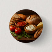 Rustikales Holzbrett mit Kunsthandwerkskäse Button (Vorderseite)