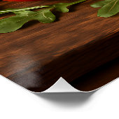 Rustikales Holzbrett mit Kunsthandwerkskäse Poster (Ecke)