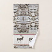 Rustikales Holzelch/ Rentier-Familie Monogramm, br Badhandtuch Set (Handtuch)