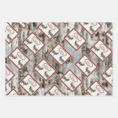 Rustikales Holzelch/ Rentier-Familie Monogramm, br Geschenkpapier Set (Vorderseite 2)