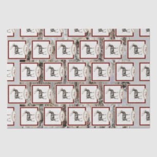 Rustikales Holzelch/ Rentier-Familie Monogramm, br Seidenpapier
