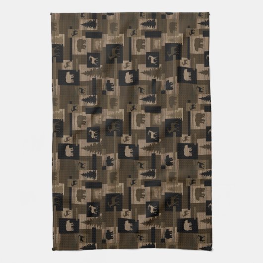 Rustikales hölzernes Bärnelch-Muster-Geschirrtuch Geschirrtuch (Vertikal)