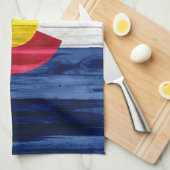 Rustikales hölzernes Colorado-Flaggenhandtuch Geschirrtuch (Viertel Falte)