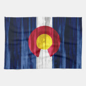 Rustikales hölzernes Colorado-Flaggenhandtuch Geschirrtuch (Horizontal)