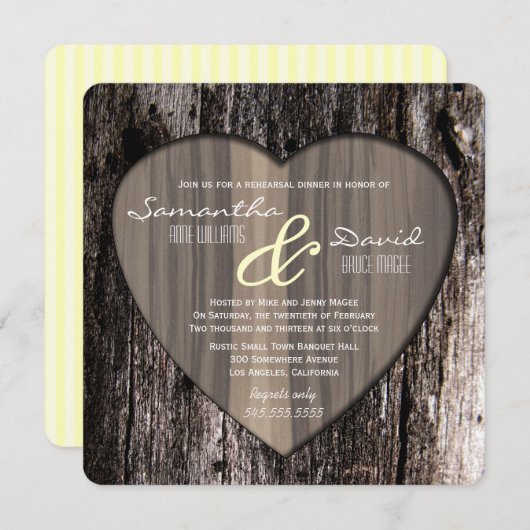 Rustikales hölzernes einladung (Vorne/Hinten)