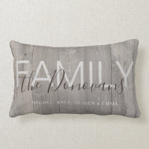 Rustikales hölzernes Familien-Wurfs-Kissen Lendenkissen