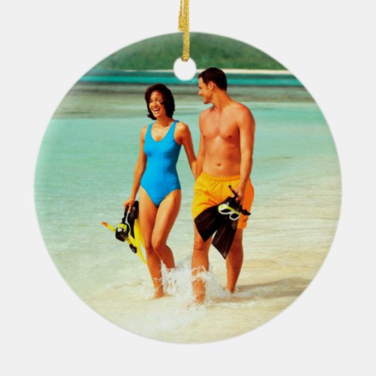 Rustikales hölzernes feenhaftes Licht unser erster Keramik Ornament (Hinten)