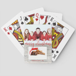 Rustikales hölzernes frohe Weihnacht-Foto - Spielkarten