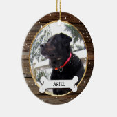 Rustikales hölzernes GoldweihnachtshundeFoto Keramik Ornament (Rechts)