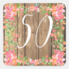 Rustikales hölzernes quadratischer aufkleber