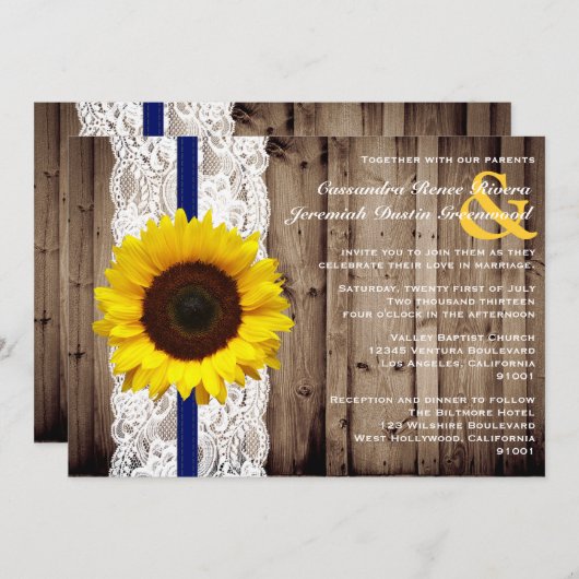 Rustikales hölzernes und Spitze mit Einladung (Vorne/Hinten)