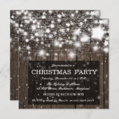 Rustikales hölzernes WeihnachtsParty-glänzende Einladung (Vorne/Hinten)