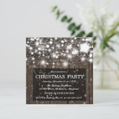 Rustikales hölzernes WeihnachtsParty-glänzende Einladung (Stehend Vorderseite)