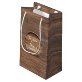 Rustikales Holzfass Hochzeit maßgeschneiderte Lieb Kleine Geschenktüte (Rückseite Schrägansicht)