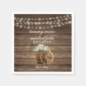 Rustikales Holzfass Hochzeit mit weißen Blume 2 Serviette (Vorderseite)