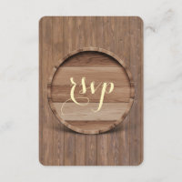 Rustikales Holzfass Hochzeit RSVP