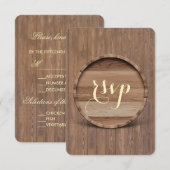 Rustikales Holzfass Hochzeit RSVP Karte (Vorne/Hinten)
