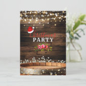 Rustikales Holzfass & Lights Baby' Atem Weihnachte Einladung (Stehend Vorderseite)