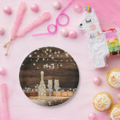 Rustikales Holzfass Lights Champagner Modernes Par Pappteller (Party)