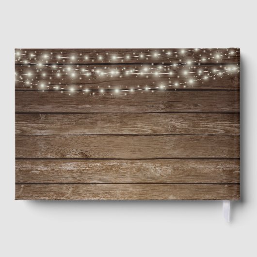 Rustikales Holzfass mit rosa Blume Gästebuch (Rückseite)