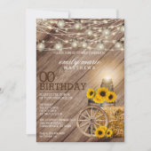 Rustikales Holzfass & Sonnenblumen - 00. Geburtsta Einladung (Vorderseite)