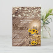 Rustikales Holzfass & Sonnenblumen - 00. Geburtsta Einladung (Stehend Vorderseite)