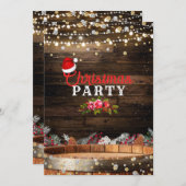 Rustikales Holzfass strahlt Winter florale Weihnac Einladung (Vorne/Hinten)