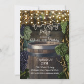 Rustikales Holzfass Trauben Wein Verkostung von Pa Einladung (Vorderseite)