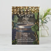 Rustikales Holzfass Trauben Wein Verkostung von Pa Einladung (Stehend Vorderseite)