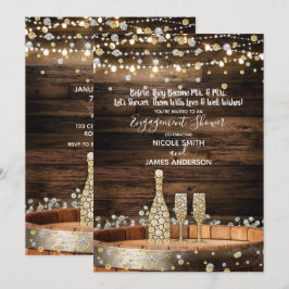 Rustikales Holzfass und Lichter Champagner-Feier Einladung