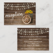 Rustikales Holzfass und Sonnenblumen - Empfang Begleitkarte (Vorne/Hinten)