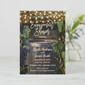 Rustikales Holzfass Weintrauben Verlobung Dusche Einladung (Stehend Vorderseite)