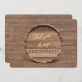 Rustikales Holzfass wird mein BRIDESMAMAT sein Einladung (Vorne/Hinten)