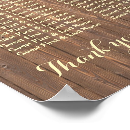 Rustikales Holzfässchen mit individueller Hochzeit Poster (Ecke)