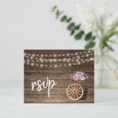 Rustikales Holzfässchen und rosa Blüten - UAWG Einladungspostkarte (Stehend Vorderseite)