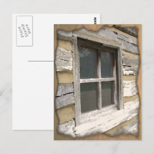 rustikales Holzfenster Postkarte (Vorne/Hinten)