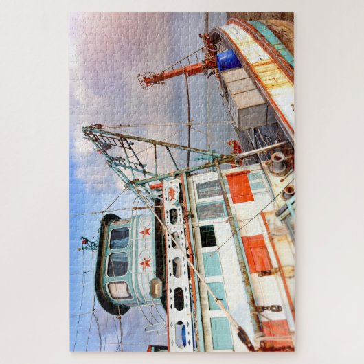 Rustikales Holzfischerei Meer Puzzle (Vertikal)