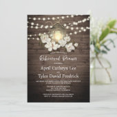 Rustikales Holzfloral Laternenleuchter Probe Abend Einladung (Stehend Vorderseite)