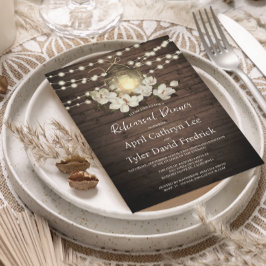 Rustikales Holzfloral Laternenleuchter Probe Abend Einladung