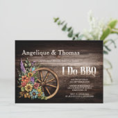 Rustikales Holzflorenrad — GRILLEN Einladung (Stehend Vorderseite)