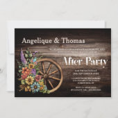 Rustikales Holzflorenrad Hochzeit nach dem Party Einladung (Vorderseite)