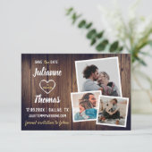 Rustikales Holzfoto Collage Elegante Hochzeit Save The Date (Stehend Vorderseite)